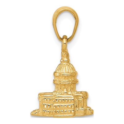 10K Yellow Gold 3-D Washington D.C Capitol Pendant – view 3