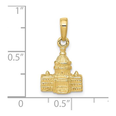 10K Yellow Gold 3-D Washington D.C Capitol Pendant – view 4