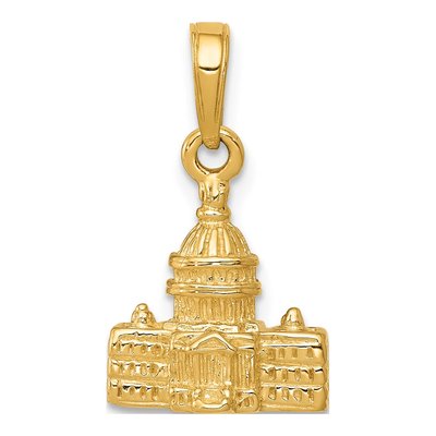 10K Yellow Gold 3-D Washington D.C Capitol Pendant – view 5