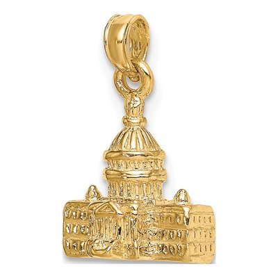 10K Yellow Gold 3-D Washington D.C Capitol Pendant – view 6