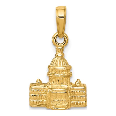 10K Yellow Gold 3-D Washington D.C Capitol Pendant