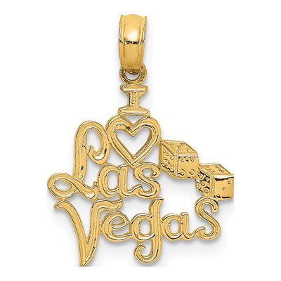10K Yellow Gold I Heart Las Vegas Dice Charm