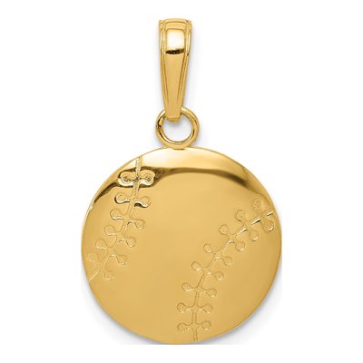 10K Yellow Gold Baseball Pendant
