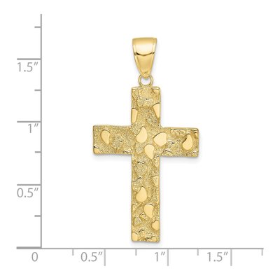 10K Yellow Gold Nugget-Style Cross Pendant – view 4