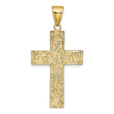 10K Yellow Gold Nugget-Style Cross Pendant – view 5