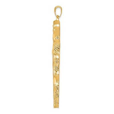 10K Yellow Gold Large Textured Tree Cross Pendant – view 3