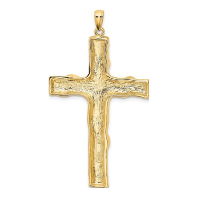 10K Yellow Gold Large Textured Tree Cross Pendant – view 4