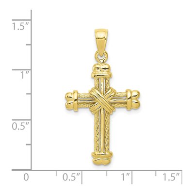 10K Yellow Gold Textured Cross Pendant – view 5