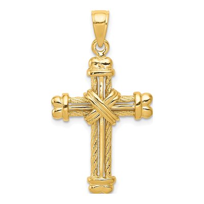 10K Yellow Gold Textured Cross Pendant