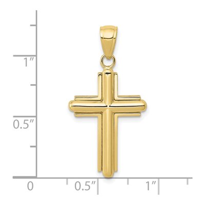 10K Yellow Gold Beveled Stick Cross Pendant – view 4