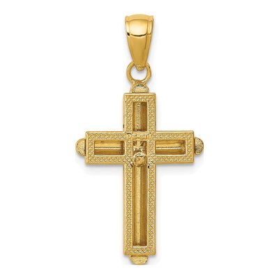 10K Yellow Gold Beveled Stick Cross Pendant – view 5