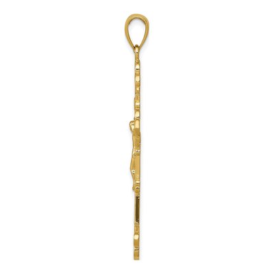 10K Yellow Gold INRI Crucifix Fleur de Lis Pendant – view 3