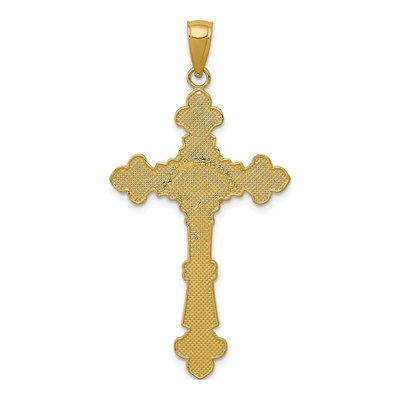 10K Yellow Gold INRI Crucifix Fleur de Lis Pendant – view 5