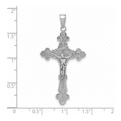 10K White Gold INRI Crucifix Fleur de Lis Pendant – view 3