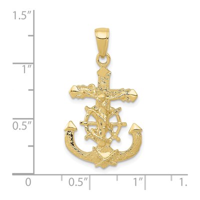 10K Yellow Gold Mariners Crucifix Rope Pendant – view 4