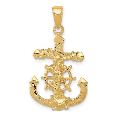 10K Yellow Gold Mariners Crucifix Rope Pendant