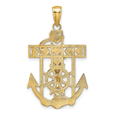 10K Yellow Gold Mariners Crucifix Pendant – view 4