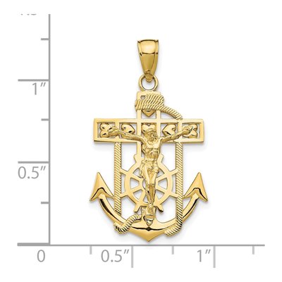 10K Yellow Gold Mariners Crucifix Pendant – view 4