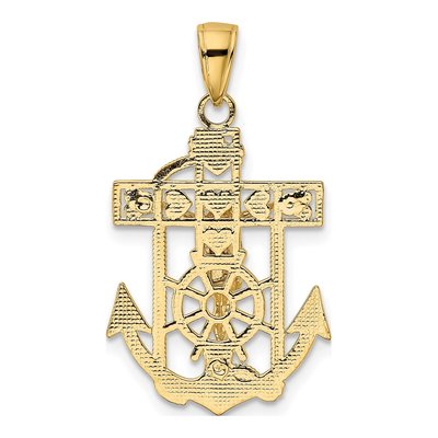 10K Yellow Gold Mariners Crucifix Pendant – view 5