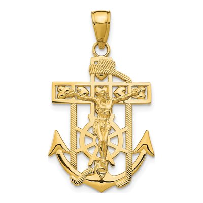 10K Yellow Gold Mariners Crucifix Pendant