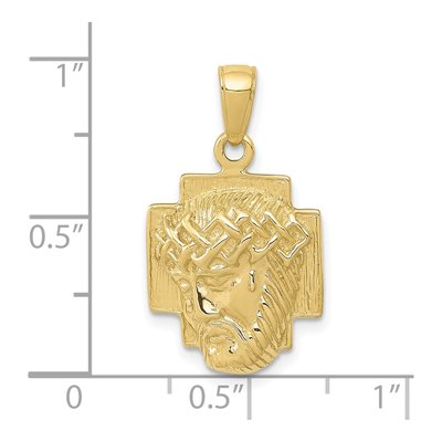 10K Yellow Gold Jesus Head Crown of Thorns Pendant – view 4