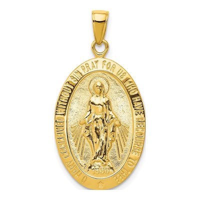 10K Yellow Gold Oval Miraculous Medal Pendant