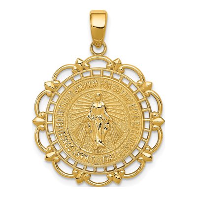 10K Yellow Gold Miraculous Medal Pendant