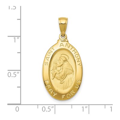10K Yellow Gold Saint Anthony Oval Medal Pendant – view 4
