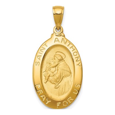 10K Yellow Gold Saint Anthony Oval Medal Pendant