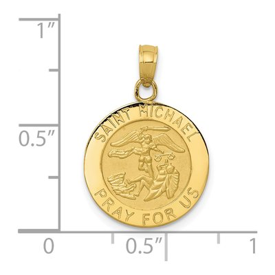 10K Yellow Gold Saint Michael Round Medal Pendant – view 4