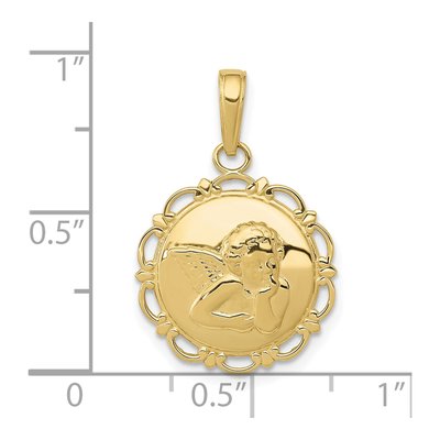 10K Yellow Gold Angel Cherub Pendant – view 4