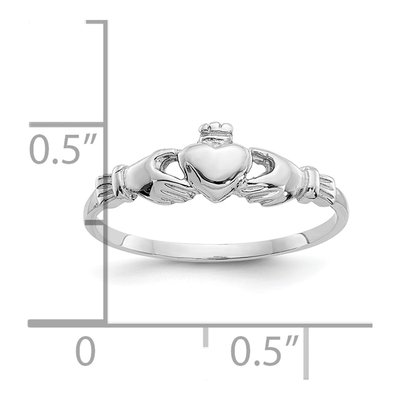 10K White Gold Claddagh Baby Ring – view 3
