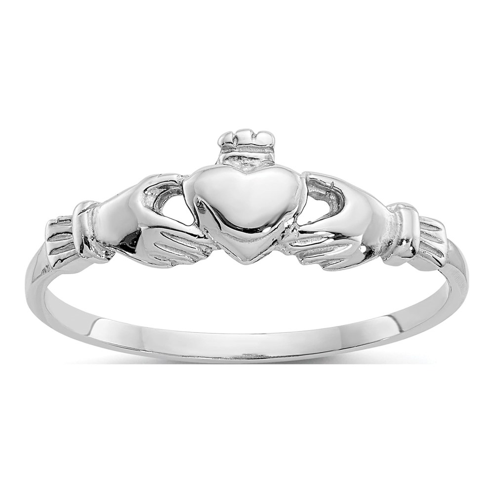 10K White Gold Claddagh Baby Ring