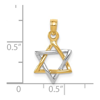 10K Two-Tone Gold 3D Star of David Pendant – view 4