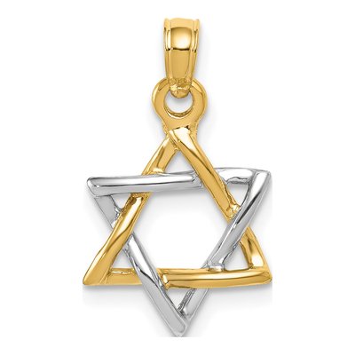 10K Two-Tone Gold 3D Star of David Pendant