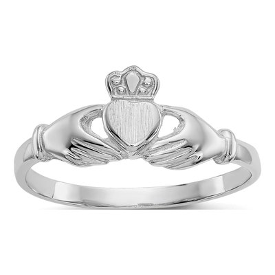 10K White Gold Claddagh Ring