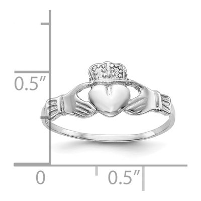 10K White Gold Claddagh Ring – view 3
