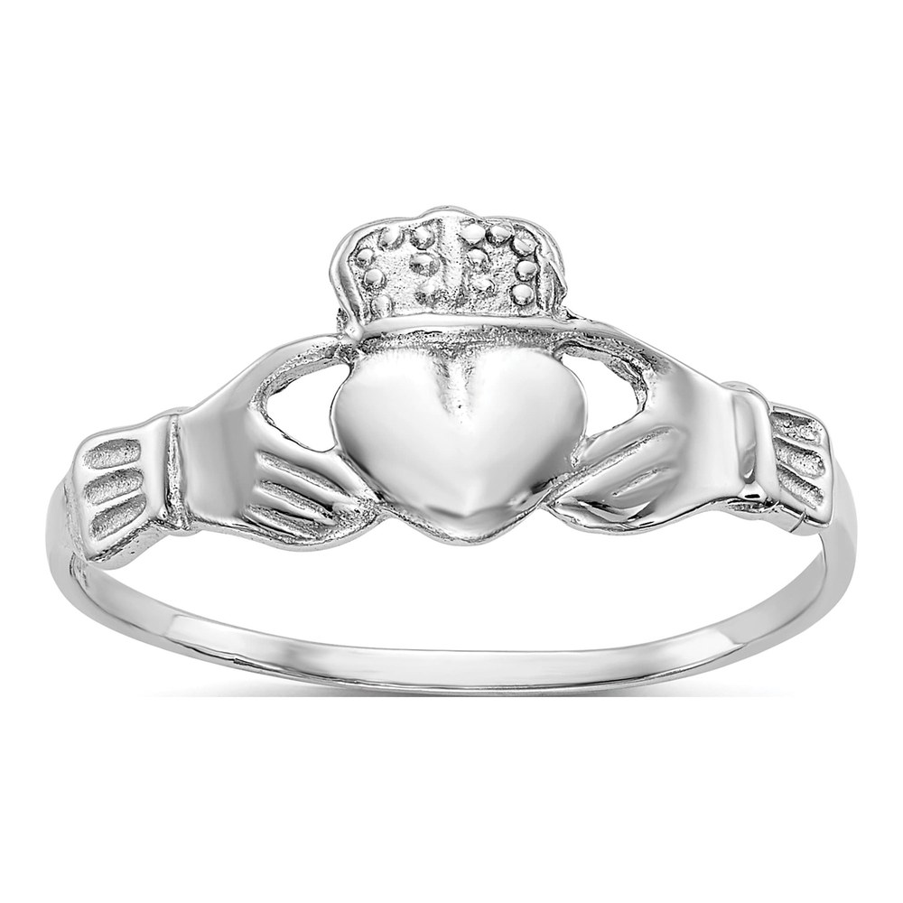 10K White Gold Claddagh Ring for Women