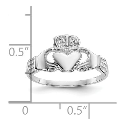 10K White Gold Claddagh Ring – view 3