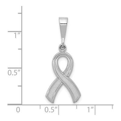 10K White Gold Awareness Ribbon Pendant – view 3