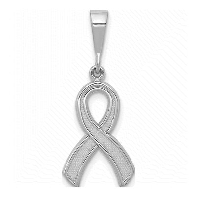 10K White Gold Awareness Ribbon Pendant