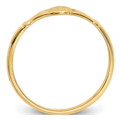 10K Yellow Gold Oval Flower Baby Ring – view 3