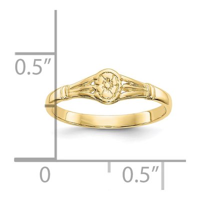 10K Yellow Gold Oval Flower Baby Ring – view 4