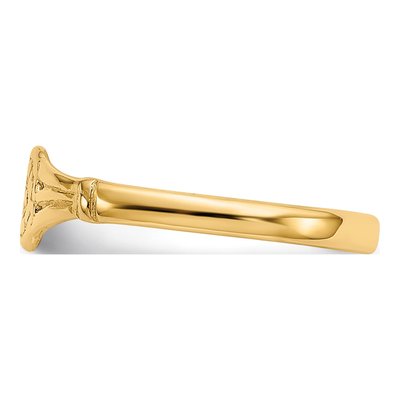 10K Yellow Gold Oval Flower Baby Ring – view 5