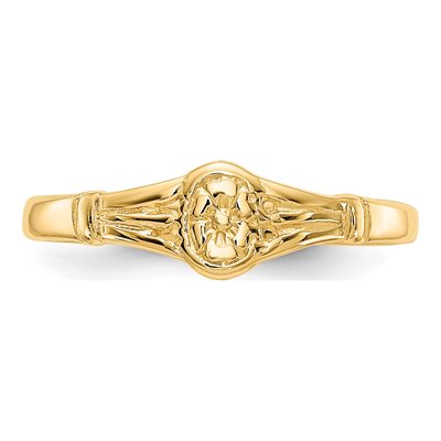 10K Yellow Gold Oval Flower Baby Ring – view 6