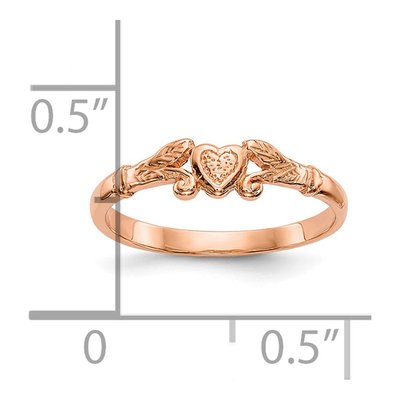 10K Rose Gold Textured Mini Heart Baby Ring – view 3