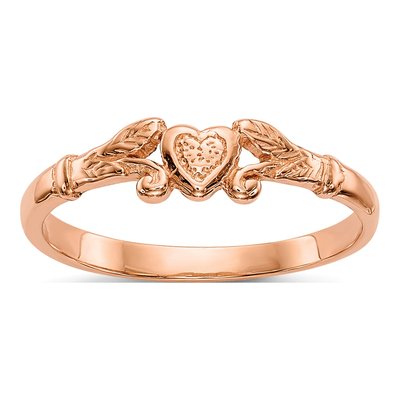 10K Rose Gold Textured Mini Heart Baby Ring