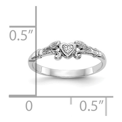 10K White Gold Textured Mini Heart Baby Ring – view 3