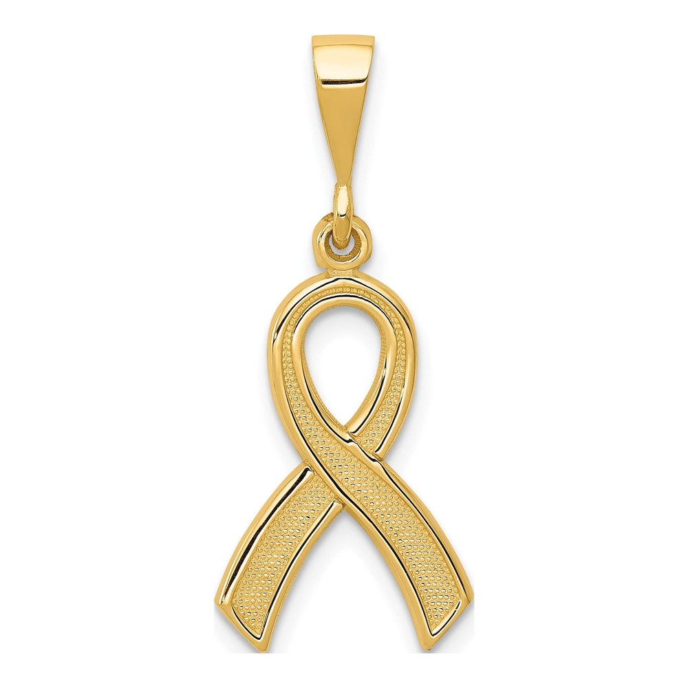 10K Yellow Gold Awareness Ribbon Pendant