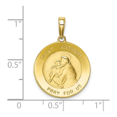 10K Yellow Gold Saint Anthony Round Medal Pendant – view 4